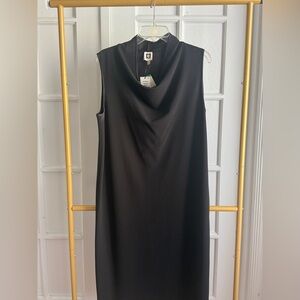 Anne Klein Black Cowl Neck Sleeveless Dress- Size L NWT